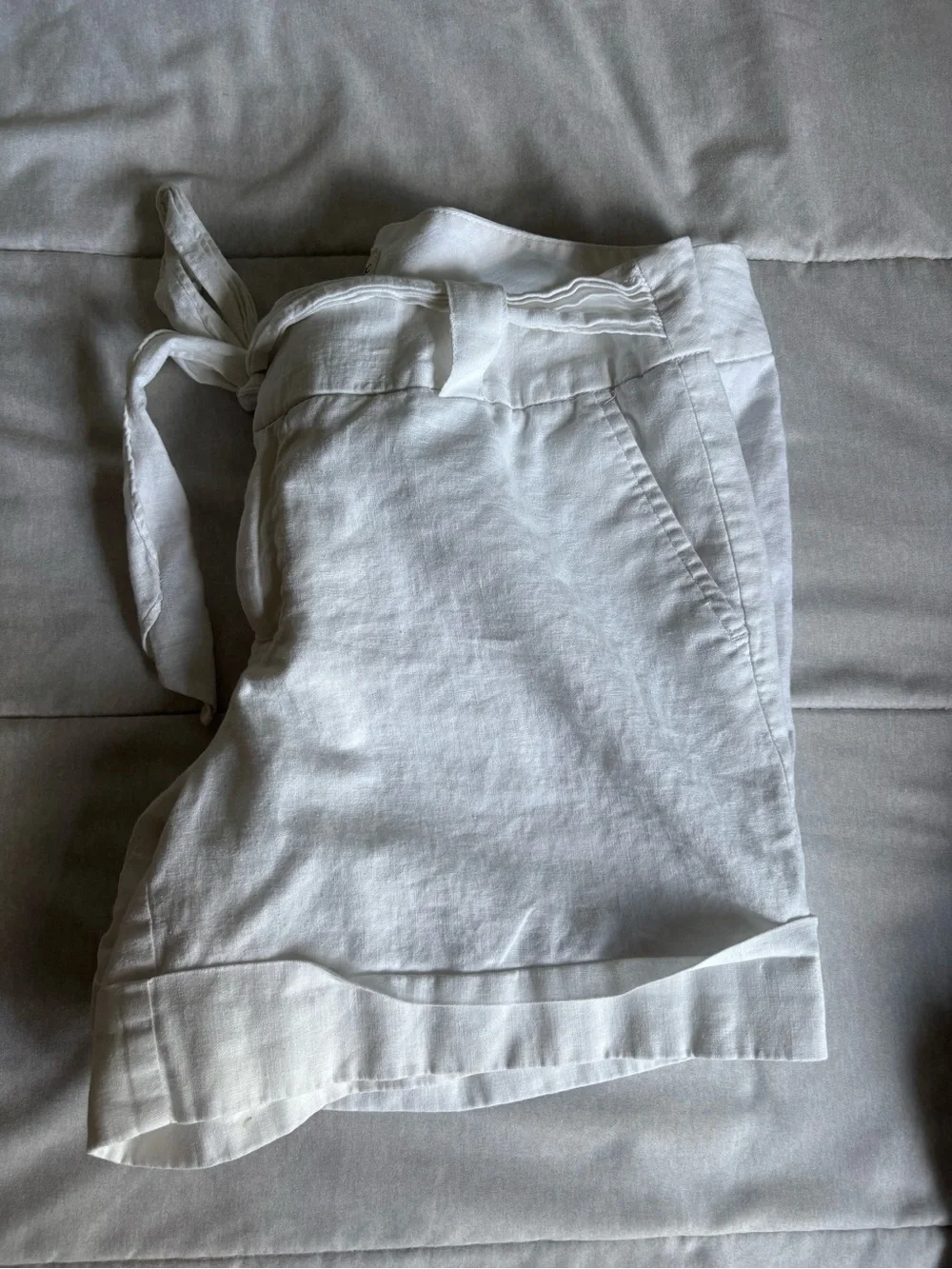 Banana Republic White High-Waist Tie-Front Linen Shorts
